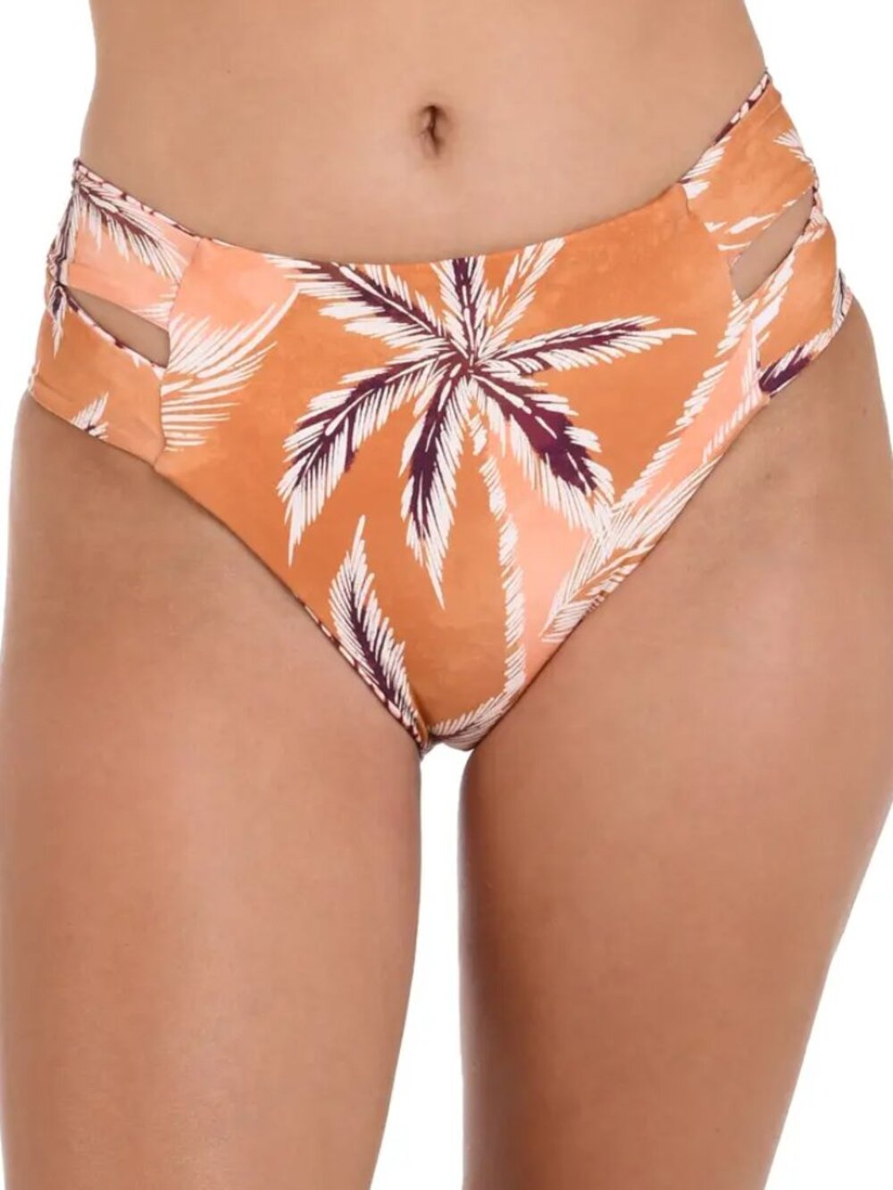La Blanca 'Sandy Cove' Keyhole Mid-Waist Bikini Swimsuit Bottom, Sienna